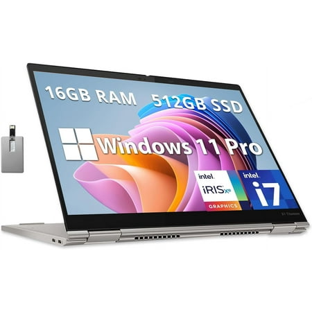 Lenovo Thinkpad X1 Yoga Touchscreen Laptop, 13.5" 2 in 1 2K Business Laptop, Intel Core i7-1160G7, 16GB RAM, 512GB SSD, Backlight Keyboard, Fingerprint Reader, Win 11 Pro, with Hotface 32GB USB Card