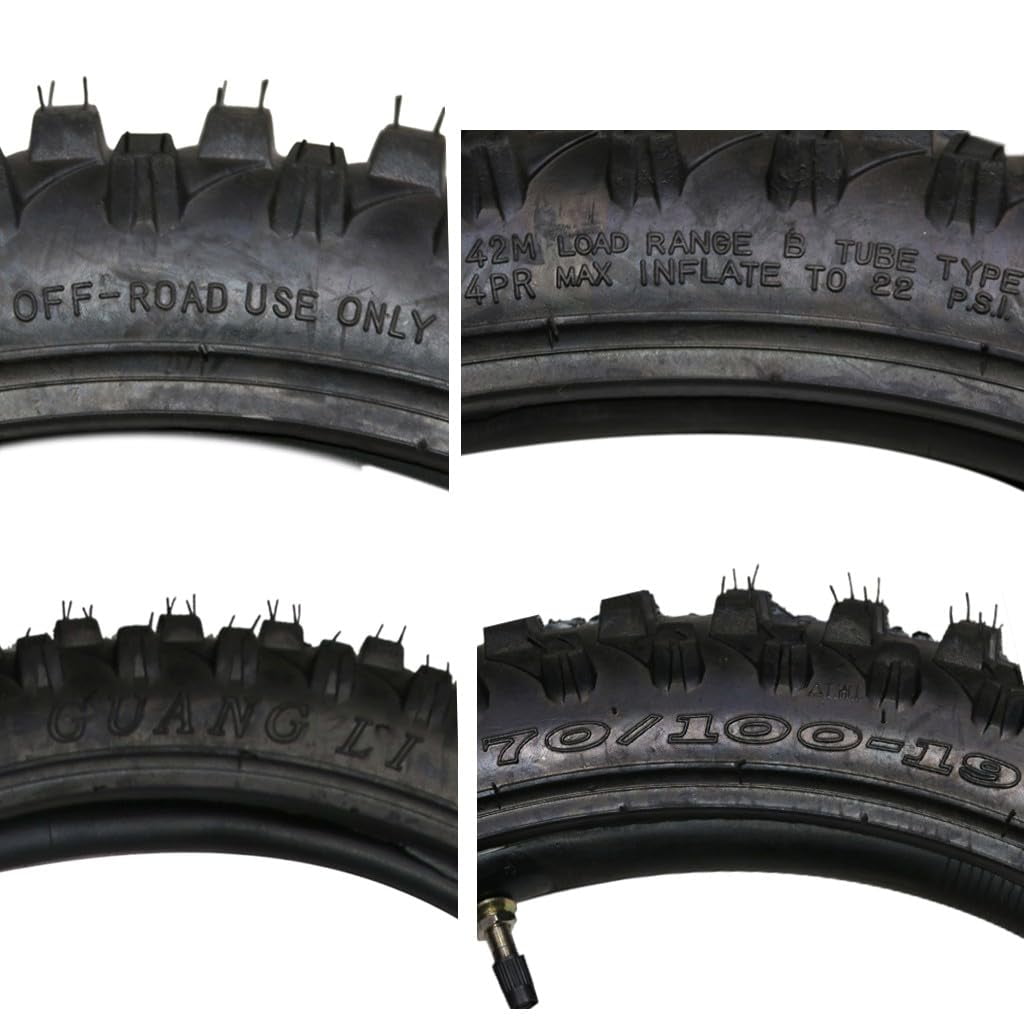 2.75/3.00-19 70/100-19 Front Tire and Inner Tube for Off Road Dirt Pit Bike Motocross TTR125 CRF150 DRZ125 XR100 KX100 CRF100F CR80RB CR85RB Motorcycle
