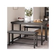 thumbnail image 3 of Dining mesa set para 4: kitchen mesa con benches, rectangular dining room set con 2 forrado benches, 3-piece set para small spaces, apartments, studios, 3 of 7