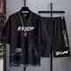 thumbnail image 5 of Conjuntos de pantalones de corte regular de primera calidad Pantalones deportivos Ropa para hombre Trajes deportivos con alfabeto Chándal gris Camiseta gráfica Sudadera para hombre Elegante, 5 of 5