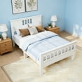 thumbnail image 3 of edx Twin Bed with Headboard, Solid Wood Platform Bed, Twin Size Bed Frame with Sturdy Wood Slats Support, White - No Box Spring Required, 3 of 7