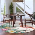 thumbnail image 3 of Pink Flamingo Round Area Rug 8Ft Washable Large Circle Rugs for Living Room Dorm, Floral Summer Botanical Watercolor Wooden Non-Slip Carpet Floor Mats Indoor Outdoor Carpet Runner Home Decor, 3 of 8