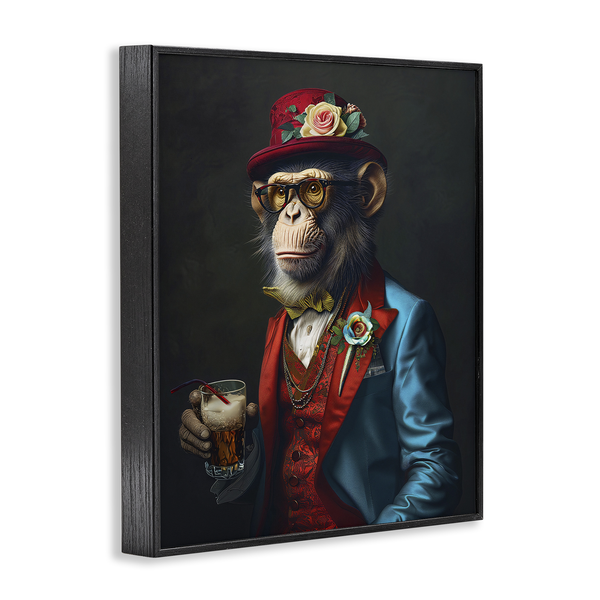 Stupell Industries Monkey with Fancy Outfit Animals & Insects Painting Black Framed Art Print Wall Art, 11 x 14