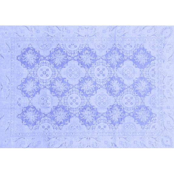 Ahgly Company Machine Washable Indoor Rectangle Oriental Blue Traditional Area Rugs, 5' x 8'