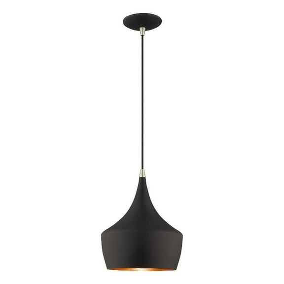 Beaumont Lane Mid-Century 1-Light Metal Single Pendant in Black