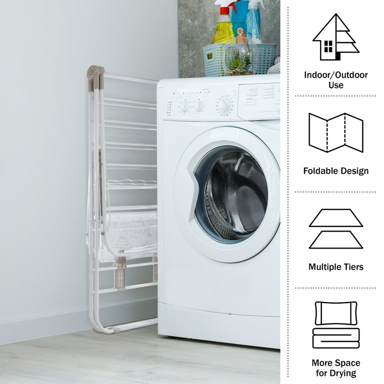 Free Shipping Everyday Home Aluminum Indoor Outdoor Folding Clothes Drying Rack White Walmart