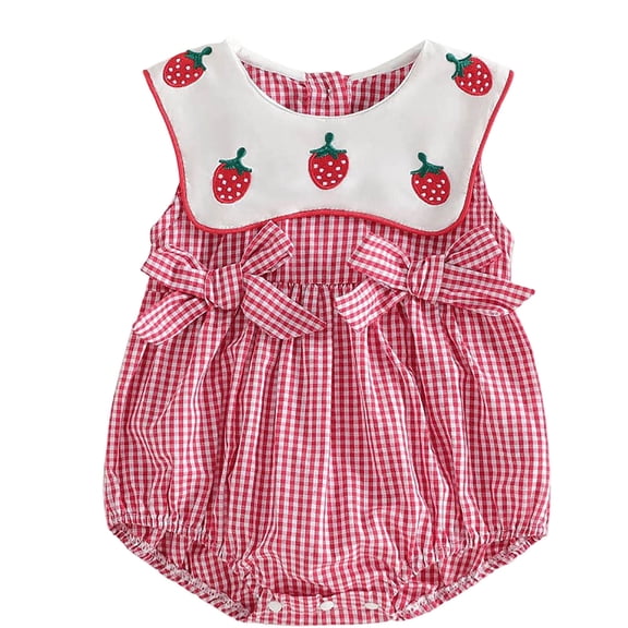 Glisme Newborn Girl Onesies Crewneck Cartoon Prints Bodysuit Long Sleeve Romper With Snap Closure Lovely Clothes 3-6 Months Red