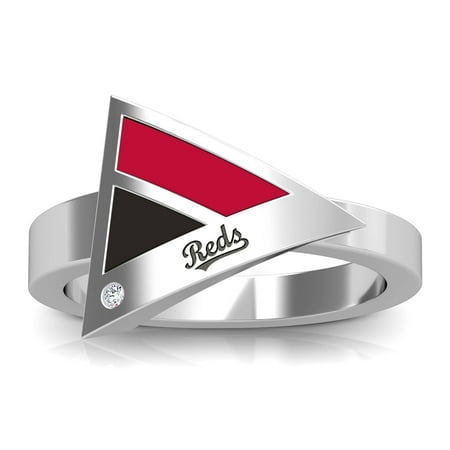 Cincinnati Reds Ring - Cincinnati Reds Bixler's Women's Engraved Diamond Geometric Ring - Red/Black