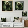thumbnail image 4 of Designart "Jungle Monarch Lion in Brown and Green" Animals Framed Wall Art - Traditional Brown Lion Hallway Framed Wall Art Decor, 4 of 6