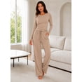thumbnail image 4 of OHHSHEEN 2 piece womens lounge set, long sleeve pajama set for women, Soft Pjs Loungewear with Pockets, 4 of 6