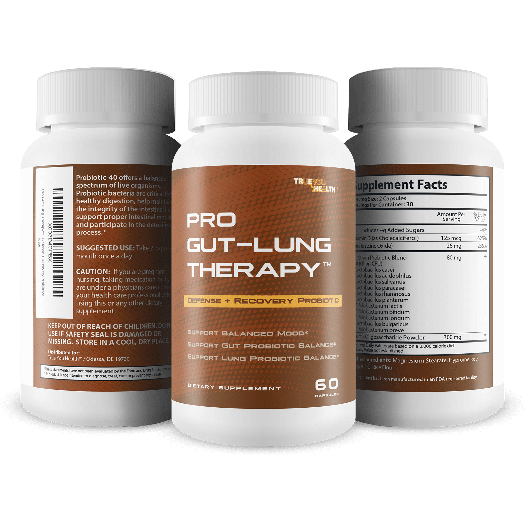 Pro Gut-Lung Therapy - Probiotic Mood Support - Defense + Recovery Probiotic - Support Balanced Mood - Support Gut Probiotic Balance - Support Lung Probiotic Balance - Overall Health Support