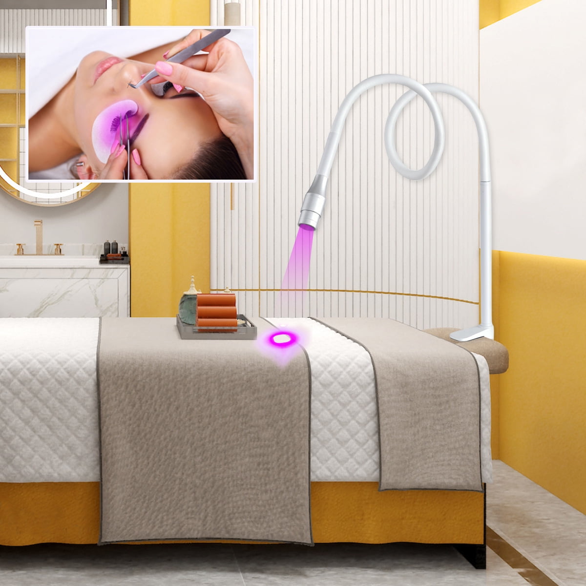 UV Gel Table Floor Nail Light False Eyelash LED Lamp With Foot Pedal Manicure Lash Led Uv Lamp