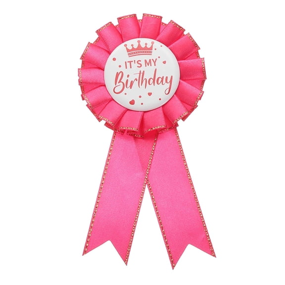 Uxcell Birthday Ribbon Pin, 5.9 x 2.8" Award Ribbon Fabric IT'S MY Birthday Pin for Party Adults Women Party Decorations Celebration Accessory Gift, Rose Red