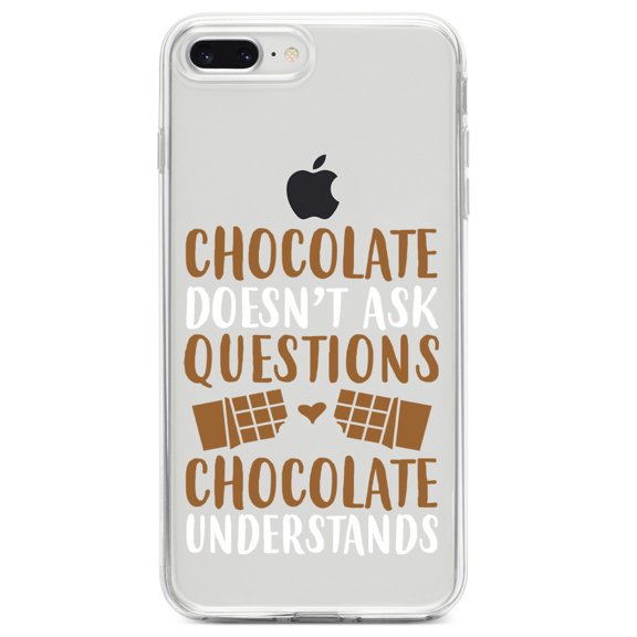 DistinctInk Clear Shockproof Hybrid Case for iPhone 7 PLUS / 8 PLUS (5.5" Screen) TPU Bumper Acrylic Back Tempered Glass Screen Protector - Chocolate Doesn't Ask Questions Understands