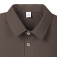 thumbnail image 6 of IWRICH Men's Waffle Solid Color Polo Shirts Collared Short Sleeve Slim Fit Shirts Button up Casual Business Workwear Coffee S, 6 of 8