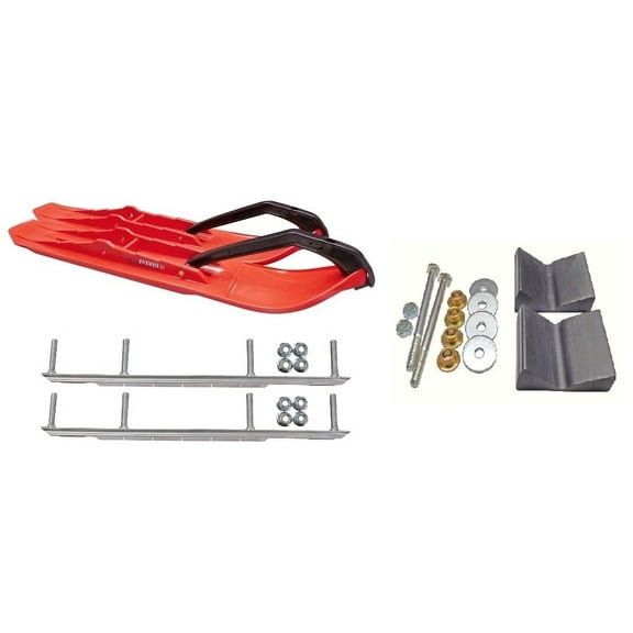 C&A Pro Red XCS Snowmobile Skis w/ 9" Shaper Bars Complete Kit Polaris Pro Ride Chassis Rush 2010-11