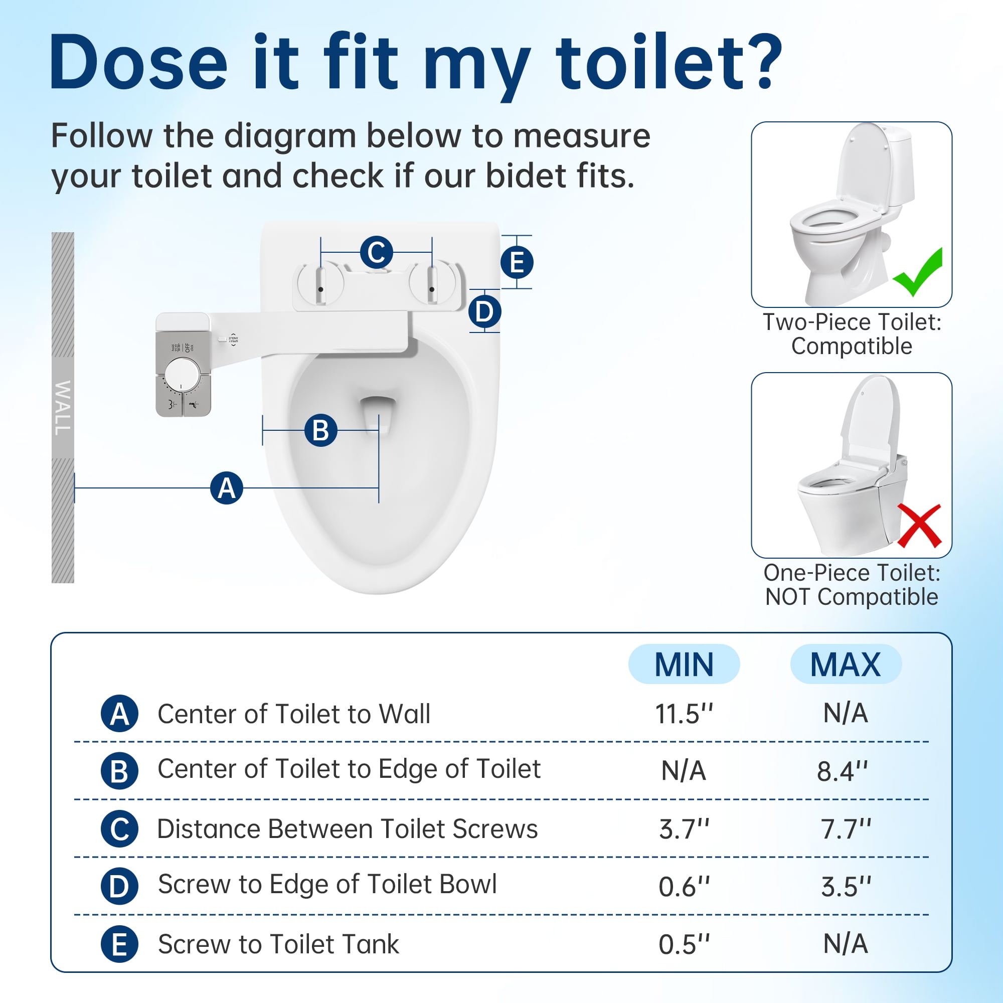 Upgrade Bidet Attachment for Toilet Seat, Adjustable Angle＆Water Pressure, Non-Electric Bidet Attachment for Feminine & Rear Wash, Fresh Cold Water Bidet Toilet Seat Attachment B020