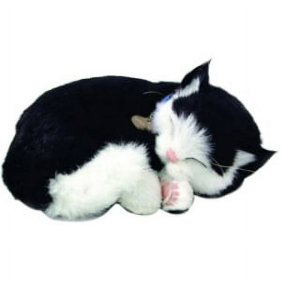 Perfect Petzzz -Original Petzzz Black and White Shorthair Kitten, Realistic, Lifelike Stuffed Interactive Pet Toy