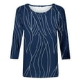thumbnail image 3 of Hxshgdsn Womens Tops Women's Printed Shoulder To Length Long Sleeved Round Neck Pullover Trendy Top Fall Outfits For Women 2025 Navy Xxxl, 3 of 9