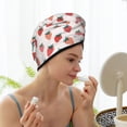 thumbnail image 3 of Yiaed Hand Drawn Strawberry Print Hair Cap with Button,Coral Fleece Hair Towel Wrap for Women Wet Hair,Quick Dry Turban for Wet Hair Long Thick Hair, 3 of 5