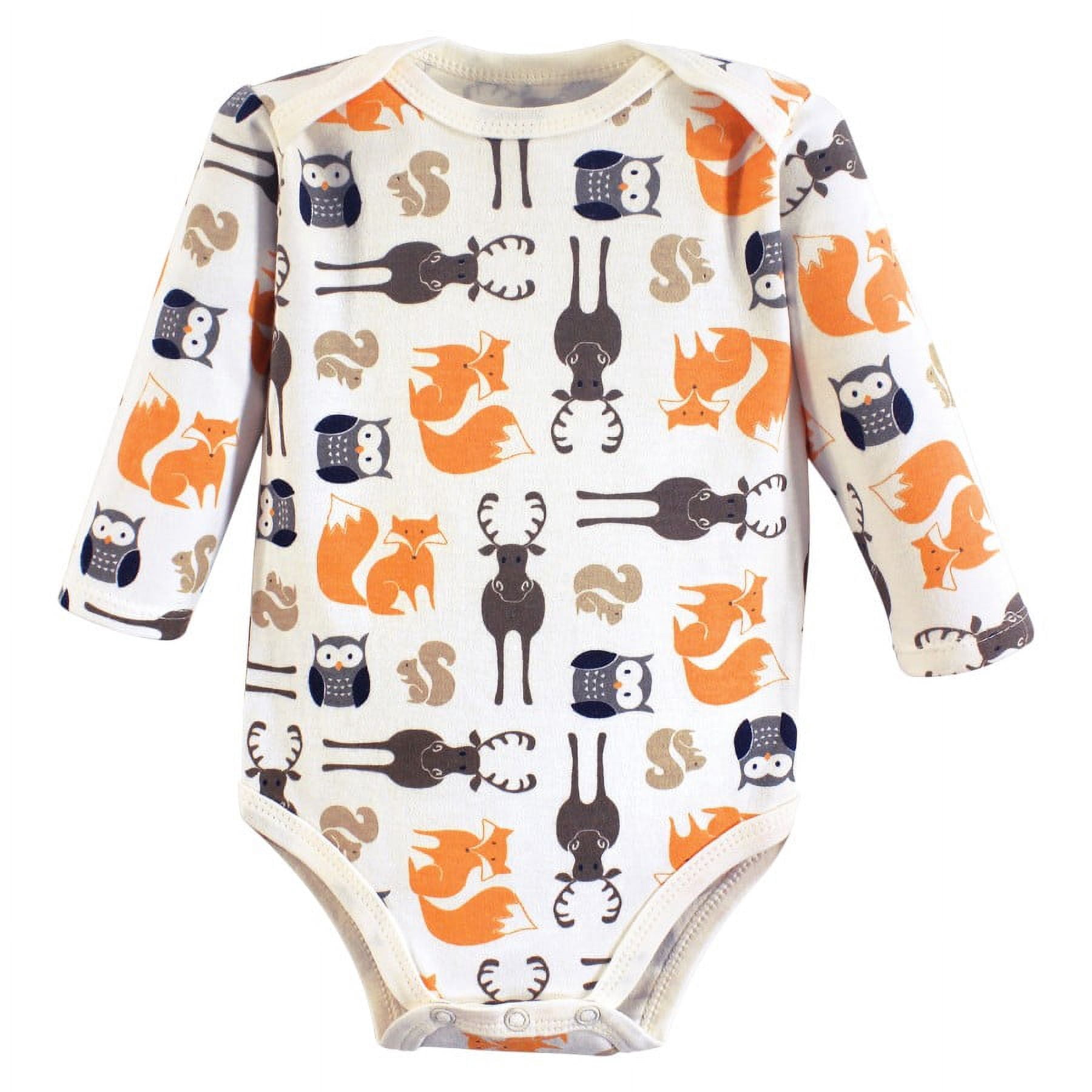 Hudson Baby Cotton Long-Sleeve Bodysuits, 3- Pack, Newborn- 24 Months