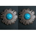 thumbnail image 3 of Set Of 8 Western Screw Back Concho 1.5 In Turquoise Stone Floral Saddle, 3 of 4