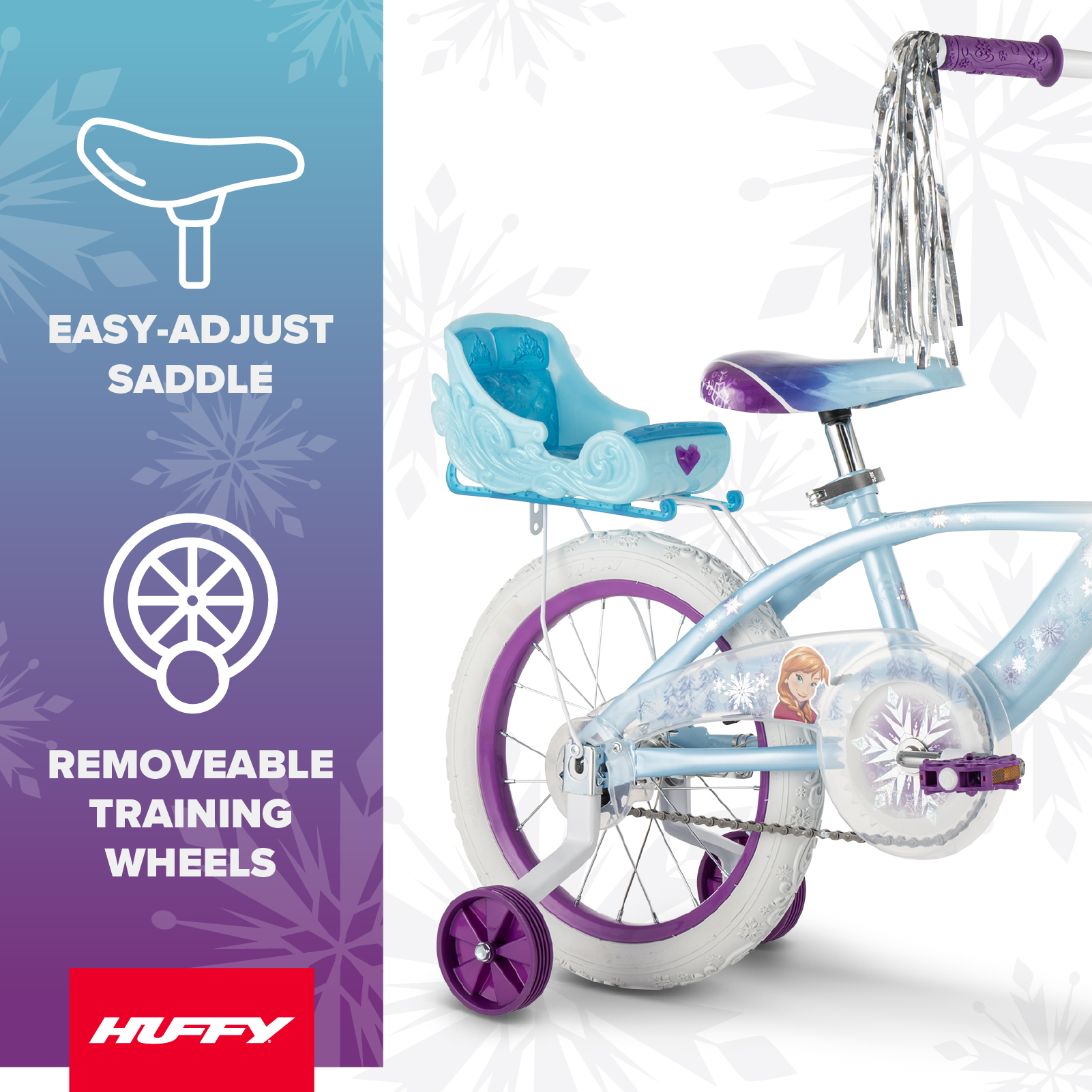 Huffy 16" Disney Frozen Kids' Bike with Sleigh Carrier photo 3