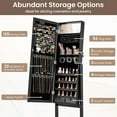 thumbnail image 4 of CHARMAID Jewelry Cabinet with Full Length Mirror and Warm Lights, Lockable Jewelry Armoire with Storage, 4 Tilt Angles, Standing Jewelry Organizer with Makeup Mirror for Girls Bedroom (Black), 4 of 18