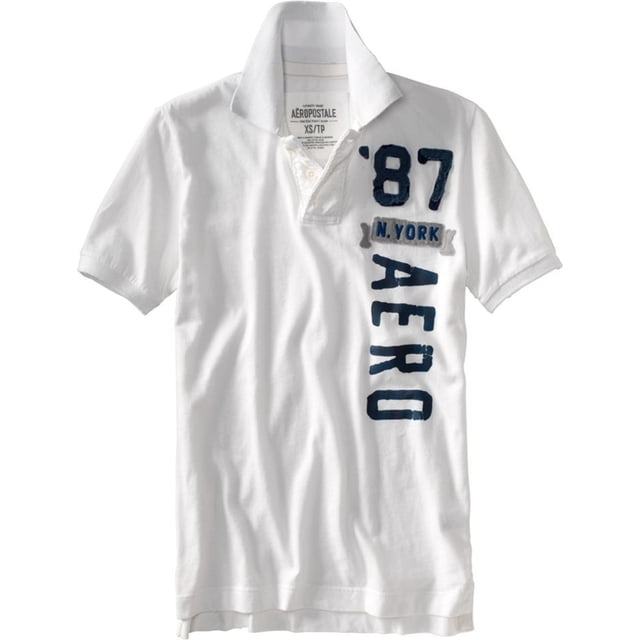 Aeropostale N. York - Polo de rugby para hombre, color blanco, pequeño