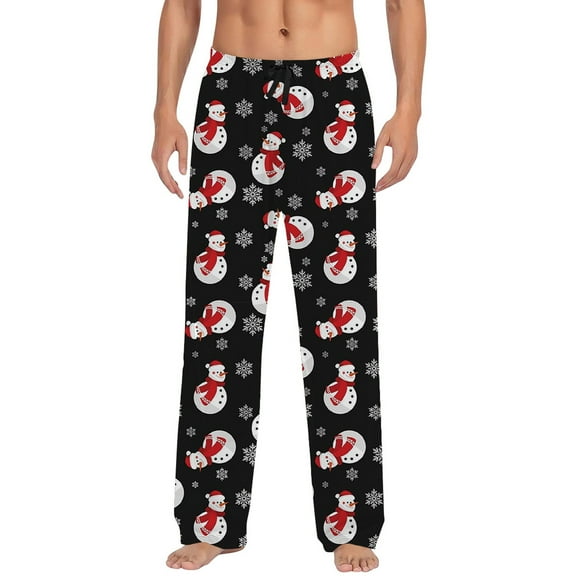 CONZONE Christmas Mens Pajamas Pants Wide Leg Pajama Pants for Men Casual Xmas Santa Claus Graphic Soft Loose Fit Fall Winter Pjs Trousers Cozy Homewear Loungewear
