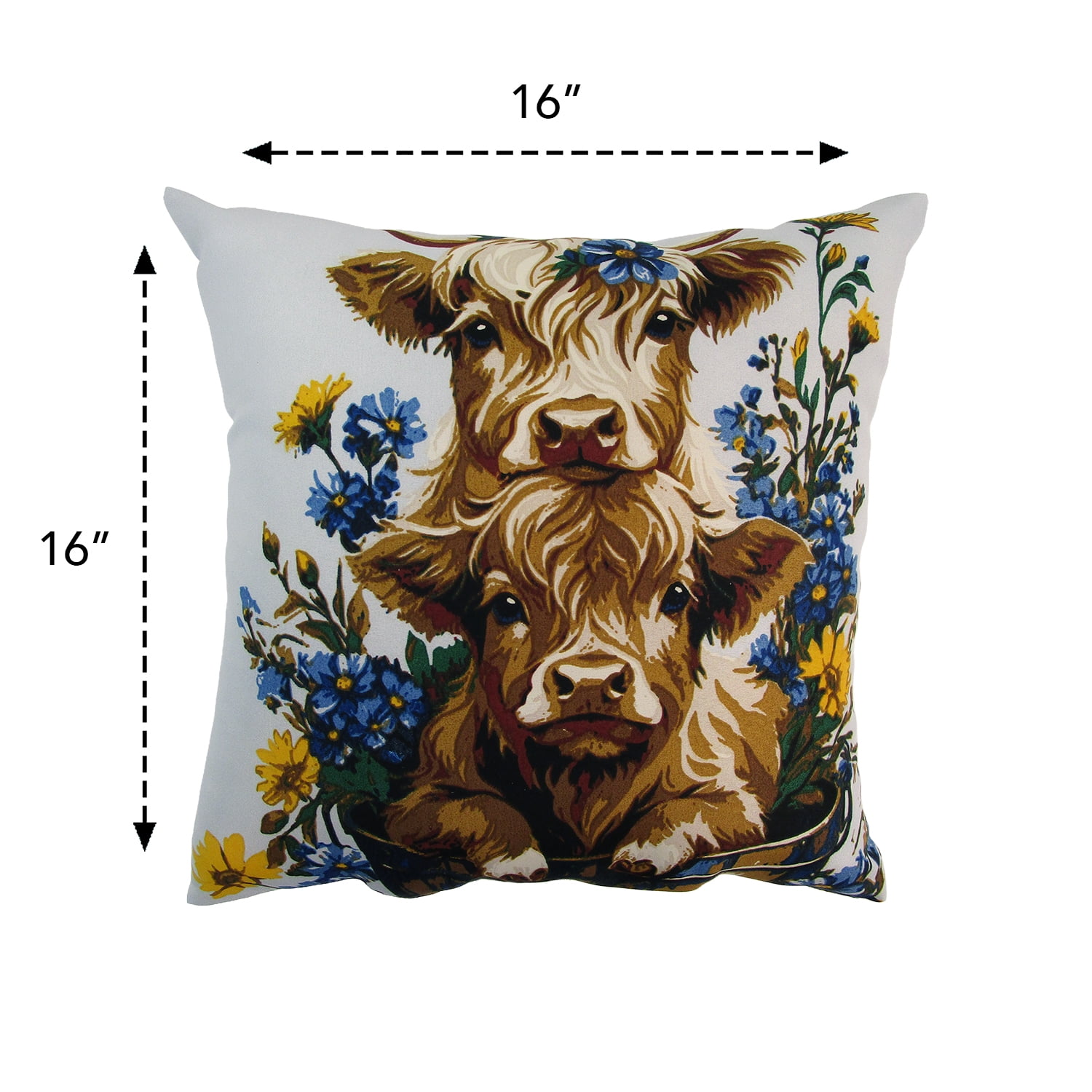 Mainstays 16" x 16" Reversible Decorative Outdoor Throw Pillow, Highland Cow