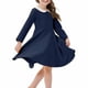 thumbnail image 1 of Odeerbi Niñas Cuello Peter Pan Vestido Algodón Primavera Otoño Vestido Manga Larga Color Sólido Cuello Redondo, 1 of 5