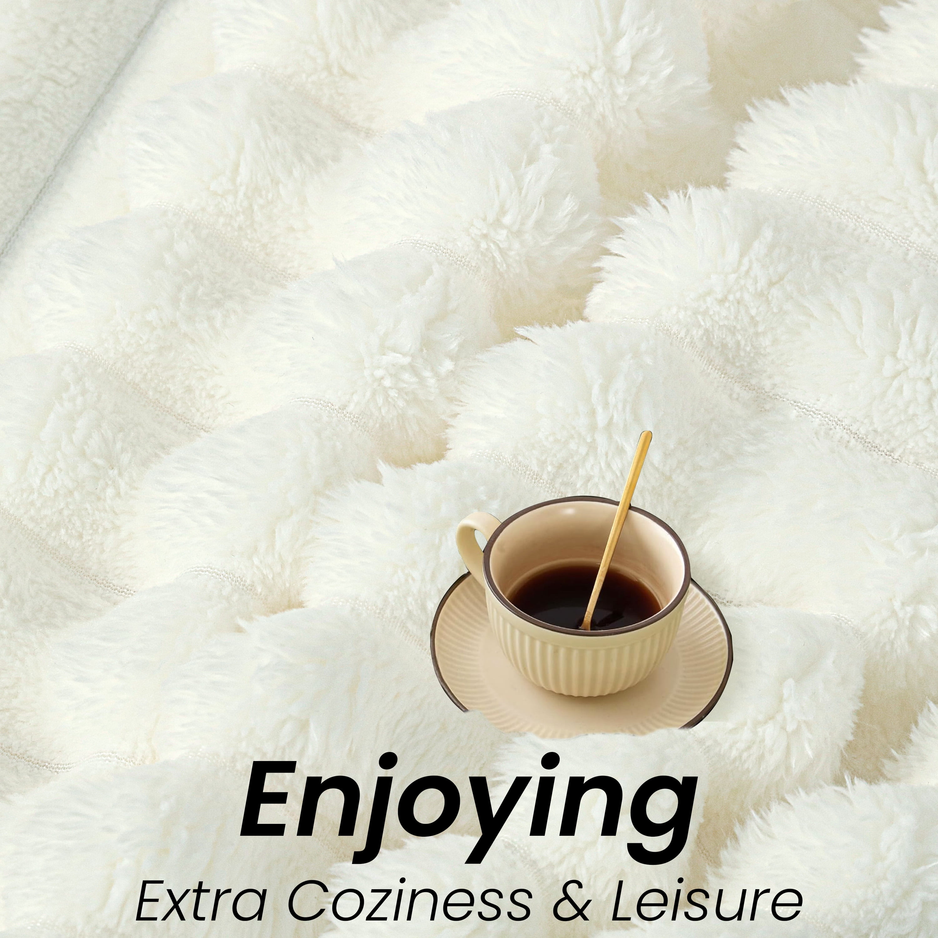 Oversized Queen Blanket for Bed (90”x100”), 400GSM Super Soft & Warm Fleece Throw Blankets for Bed, Couch, Sofa - 3D Ribbed Fluffy Lightweight Blanket All Season&nbsp;Use