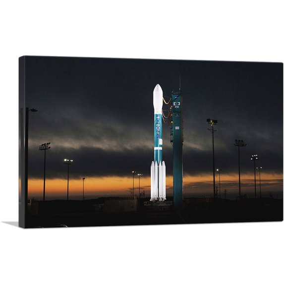 ARTCANVAS NASA Delta II Ready to Launch JPSS-1 Canvas Art Print - Size: 12" x 8" (0.75" Deep)