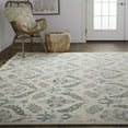 thumbnail image 4 of HomeRoots  2 x 3 ft. Ivory Gray & Blue Wool Floral Hand Knotted Stain Resistant Rectangle Area Rug, 4 of 4