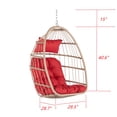 thumbnail image 6 of E-Western Outdoor Garden Rattan Egg Swing Chair with Red Cushion - Hanging Patio Swing, Modern Wicker Design, Durable Steel Frame, Waterproof Cushions, Easy to Clean, Fits Patio, Porch, Garden, 6 of 14