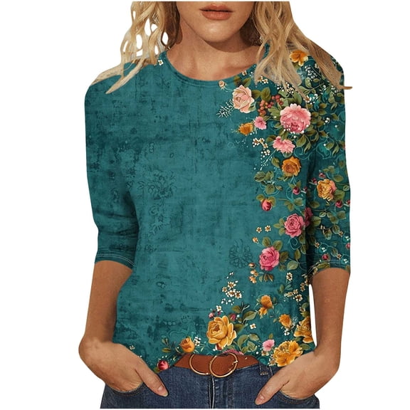 Cilsoka V Neck T Shirts for Women Cotton Womens 3/4 Sleeve Summer Tops Crew Neck Tunics for Women 2025 Plus Blouse for Women Long Sleeve My Orders past Orders