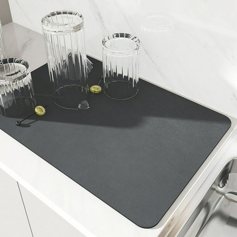 Slopehill Dish Drying MatUnder Tableware and Drain Rack MatLightweight Washable MatAbsorbent/WaterproofProtect The Kitchen Table to Prevent Water Accumulation