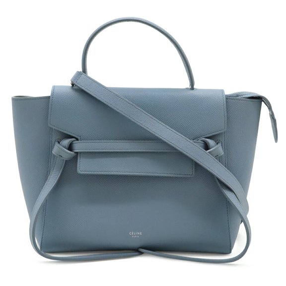 Pre-Owned CELINE Belt Bag Micro Handbag Shoulder Leather Light Blue 189153