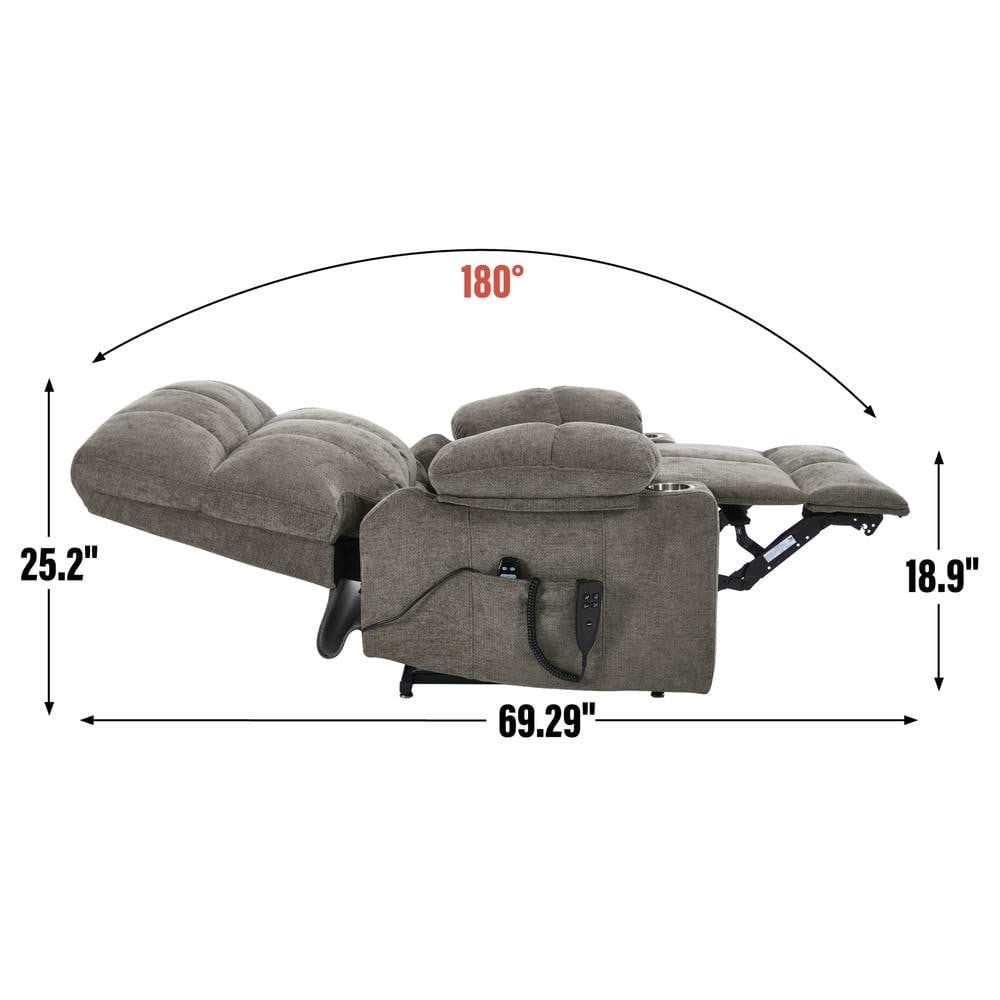Resenkos Recliner 24.5" Wide with Dual Motors, Massage & Heat, Cup Holders, 350lb Capacity, Brown