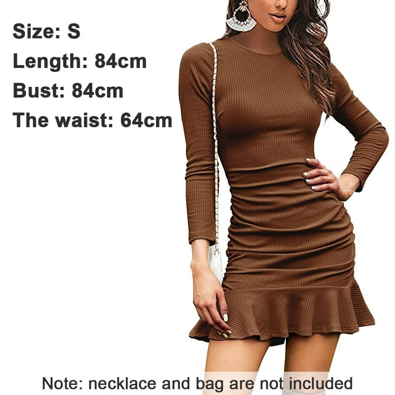 Long Sleeve Knit Dress Twist Front Party Dress Women CIDER Women's Long  Sleeve Twist Front Midi Dress - Knit Bodycon Cocktail & Party Dress Winter  Party Dress