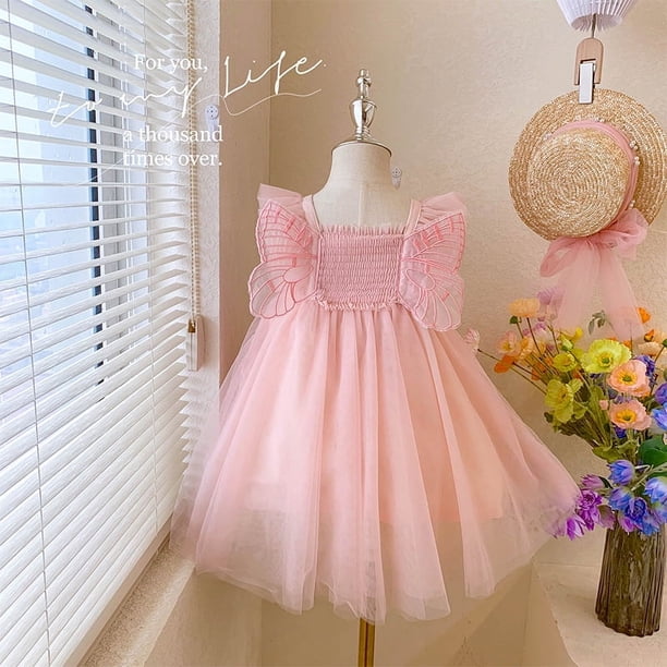 Vestido para niñas, estilo occidental, para niñas, con diseño de ángel, princesa, de malla abullonada, a la moda