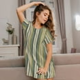 thumbnail image 3 of Pofeuu Colourful stripes Print Women's Loose Fit Short Sleeve Nightgown, Comfortable Sleep Dress for Women, Casual Lounge Sleepwear, Soft Cotton Sleep Dress, 3 of 6
