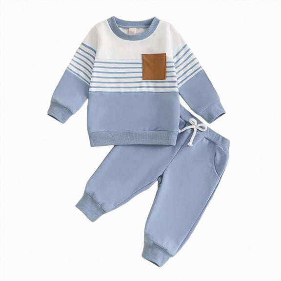 TOWED22 Toddler Kids Baby Boy Fall Clothes Color Block Pockets Long Sleeve Tops Pants Winter Outfits(Blazer,3-4 Y)