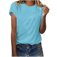 thumbnail image 6 of Fesfesfes Black Shirt Women Summer Crewneck Solid Color T-shirts Fashion Comfortable Female Blouses Tops 10(XL), 6 of 9