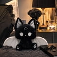 thumbnail image 2 of Soft Polyester Gothic Plush Toys, Dark Fantasy Bunny Fox Cat Demon Creature Stuffed Animals, Cute Sitting Plushies, Halloween Decorations Indoor, Collectible for Bedroom Decor & Holiday Gift Giving-A, 2 of 5