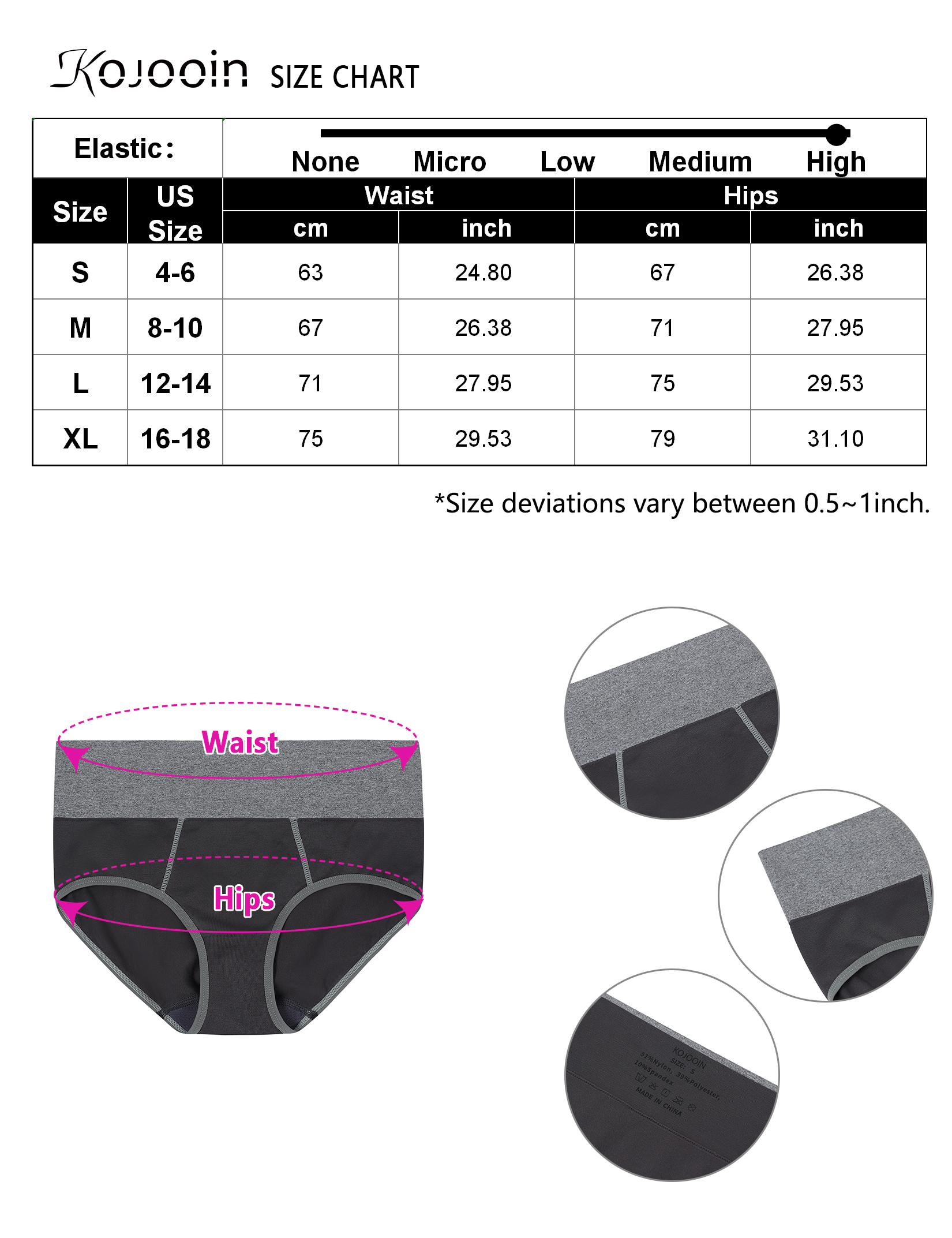 CULAYII Women's Underwear Cotton, High Waisted Underwear for Women Full  Coverage Briefs, Soft Stretch No Muffin Top Ladies Panties Large at   Women's Clothing store