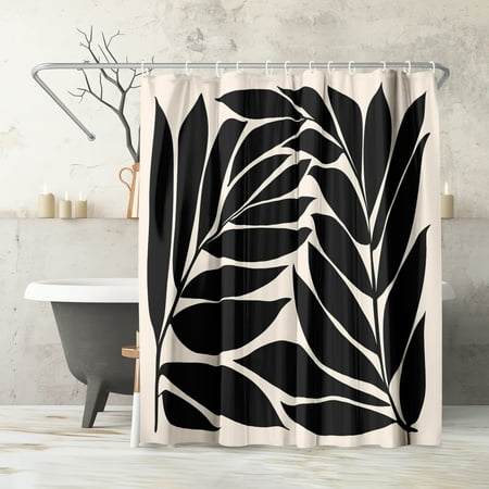 Americanflat 71x74 Black and White Shower Curtain - 100% Polyester Shower Curtain