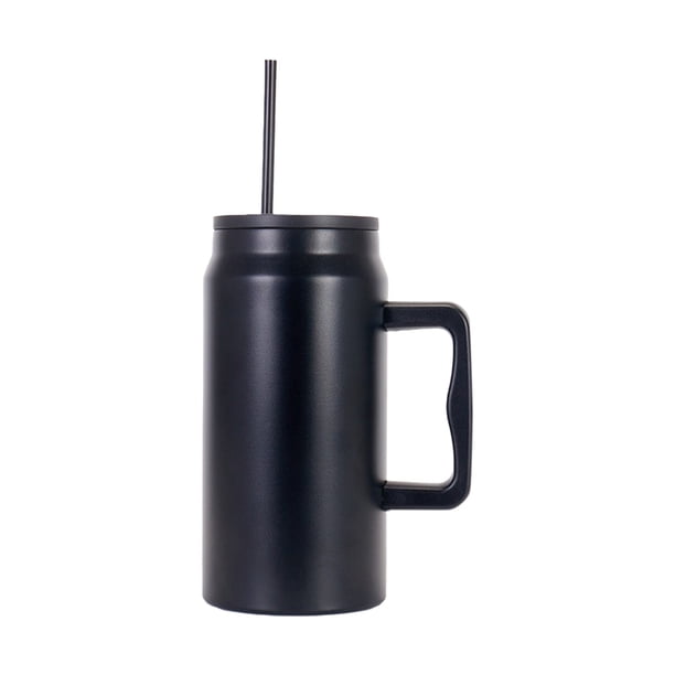 Pisexur Batería de cocina Taza de viaje de acero inoxidable de gran capacidad con aislamiento de pajita, tapa a prueba de fugas y asa, capacidad de 1500 ml. para la cocina del hogar