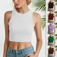 thumbnail image 3 of AherBiu Crop Tops for Women Going out Tank Tops Summer Basic Slim Fitted Stretch Crewneck Cute Camisole Tshirt, 3 of 4